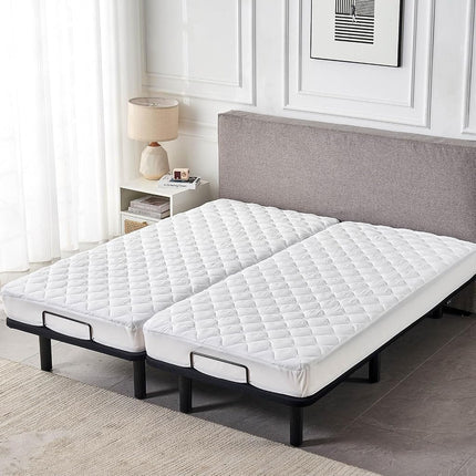 Kingnex Waterproof Split Cal King Mattress Protector Pad for Adjustable Bed