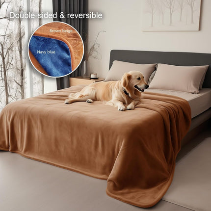 Bedding Aid Waterproof Reversible Blanket, Excellent Leakproof Protector Cover to Protect Bed Mattress, Sofa, Couch from Pee & Spills from Adults, Babies, Dogs, Pets (Beige/Greyish Blue, 80”x90”)