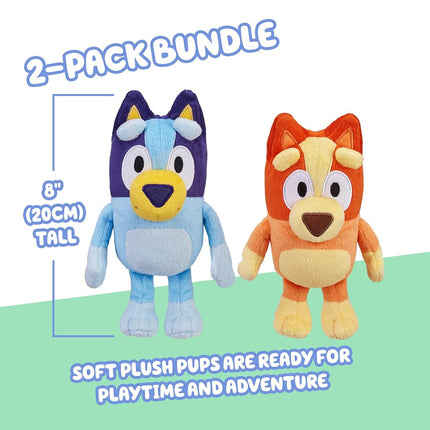 Bluey Bingo Plush Toys 2-Pack, Soft Deluxe Fabric, Embroidered