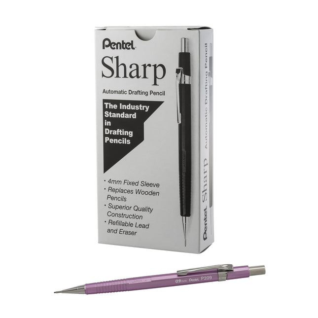 Pentel Sharp Automatic Pencil, 12 Pack, 0.9mm, Met
