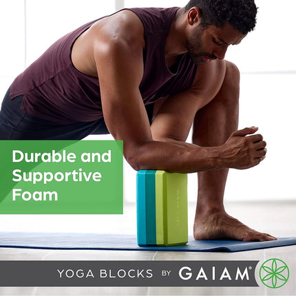 Gaiam Yoga Block - Supportive Latex-Free EVA Foam Soft Non-Slip Surface for Yoga, Pilates, Meditation, Skyline