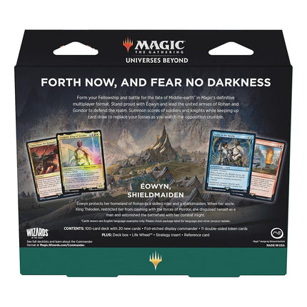 Magic: The Gathering El Señor de los Anillos: relatos de la Tierra Media Mazo de Commander - Jinetes de Rohan (Mazo de 100 cartas, paquete de muestra de 2 cartas de Collector Booster + accesorios)