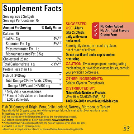 Nature Made 1200 mg Value Size Fish Oil, 150 Count
