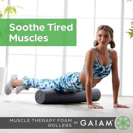 Gaiam Restore Marbled Foam Roller for Muscle Massage - 18" Muscle Massager for Stimulation - Total Body Pain Relief, Back, Neck, Foot, Calf, Leg, Arm - Deep Tissue Massager for Sore Muscles - Purple