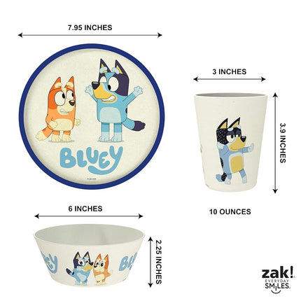 Zak Designs Bluey, Bingo Kids Dinnerware Plate, Bowl & Tumbler, 3-Piece Set