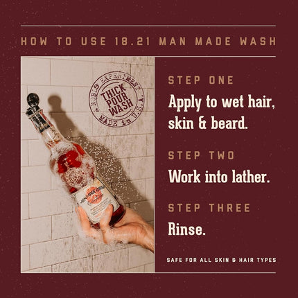 18.21 Man Made Wash - Sweet Tobacco for Men - 32 oz. 3-In-1 Shampoo, Conditioner and Body Wash
