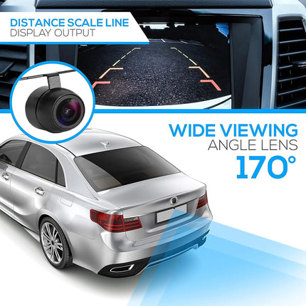 Pyle Universal Mount Front Rear Camera - Marine Grade Waterproof Built-in Distance Scale Lines Backup Parking/Reverse Assist Cam w/ Night Vision LED Lights 420 TVL Resolution & RCA Output - PLCM38FRV