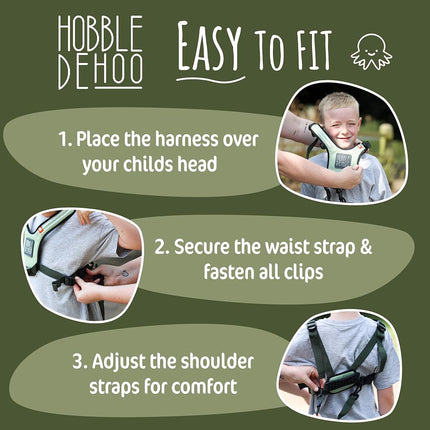 Hobble De Hoo Child Harness, Safety Harness for Kids & Toddlers Aged 2-7 Years, Green Child Harness for Walking & Supporting SEN and Special Needs (Green Harness with Leash)