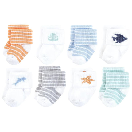Hudson Baby Calcetines Ricos en Algodón para Recién Nacidos y de Felpa Unisex, Estrella de Mar, 6-12 Meses, Estrella de Mar, 6-12 Meses