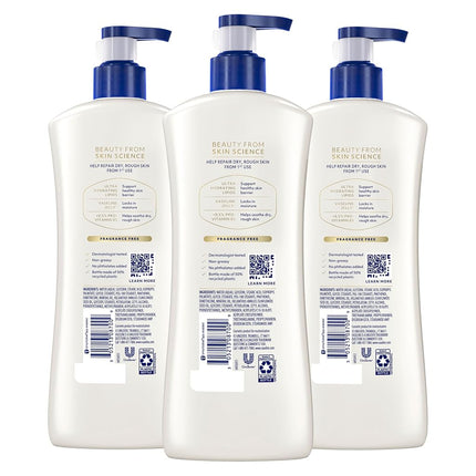 Vaseline Intensive Care Unscented Advanced Repair Body Lotion - Ultra-Hydrating with Lipids for Extremely Dry Skin, 20.3 oz, Pack of 3