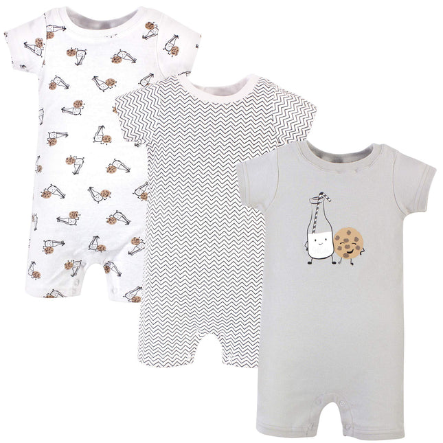 Hudson Baby Unisex Baby Cotton Rompers, Milk Cooki