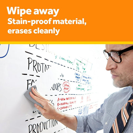 Post-it Dry Erase Whiteboard Film Surface for Walls, Doors, Tables, Chalkboards, Whiteboards, and More, Removable, Stain-Proof, Easy Installation, 4 ft x 3 ft Roll (DEF4X3)