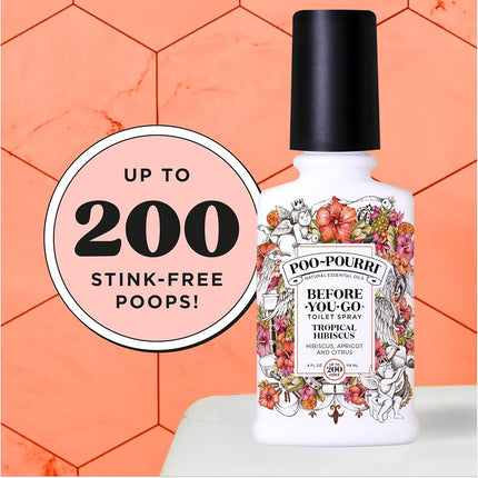 Poo-Pourri Before-You-Go Toilet Spray, Tropical Hibiscus, 4 Fl Oz - Hibiscus, Apricot and Citrus