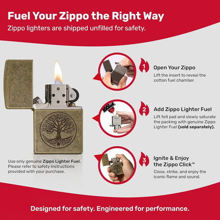 Zippo "Tree of Life" Pocket Lighter, Antique Brass