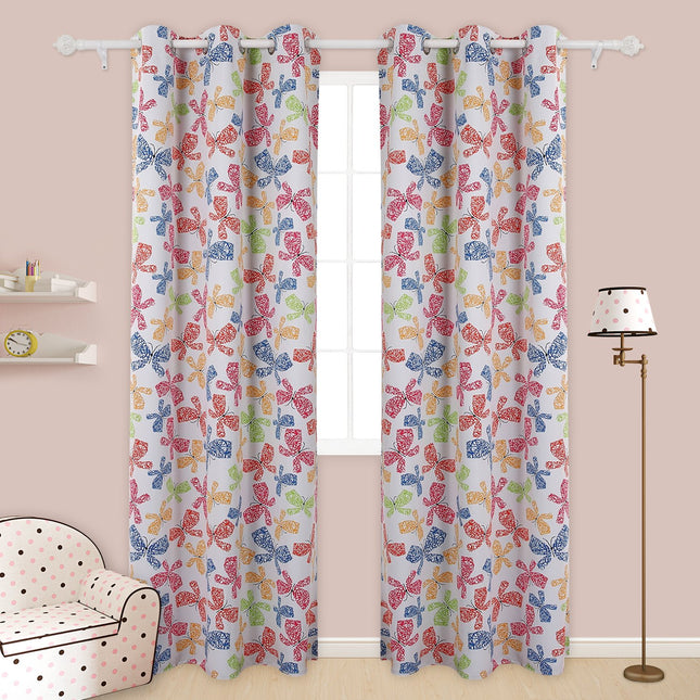 Deconovo Decorative Blackout Curtains Print Thermal Insulated Window Treatment Sets Curtains for Kids Room 42 x 84 Inch Red Yellow Blue and Green 2 Panels