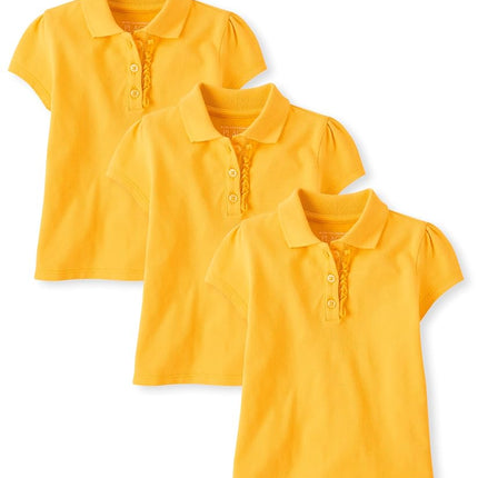 Lot de 3 Polos Piqués à Manches Courtes Volants Fille et Tout-Petit The Children's Place, Jaune, 4T