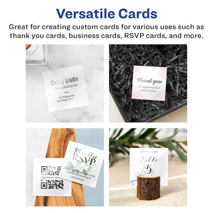 Avery Printable Square Business Cards with Sure Feed Technology, 2" x 2", Glossy White Cardstock, Print-to-the-Edge, Laser/Inkjet Cards, 120 Total