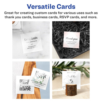 Avery Printable Square Business Cards with Sure Feed Technology, 2" x 2", Glossy White Cardstock, Print-to-the-Edge, Laser/Inkjet Cards, 120 Total