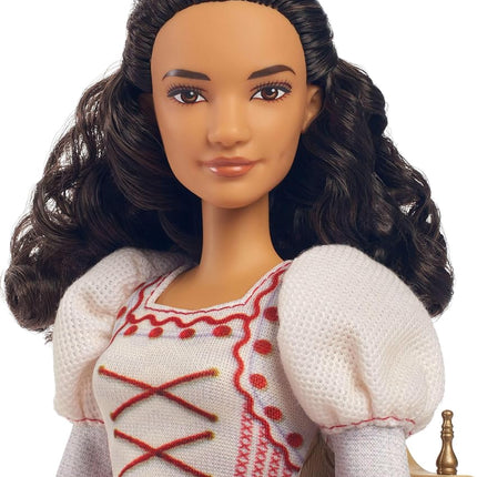 Mattel Universal Wicked Nessarose fashion doll and accessories, including wheelchair, with brown curly hair, possible and removable ballroom look