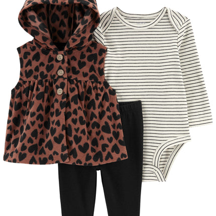 Carter's Baby girls' 3 Piece Little Vest Set, Hood