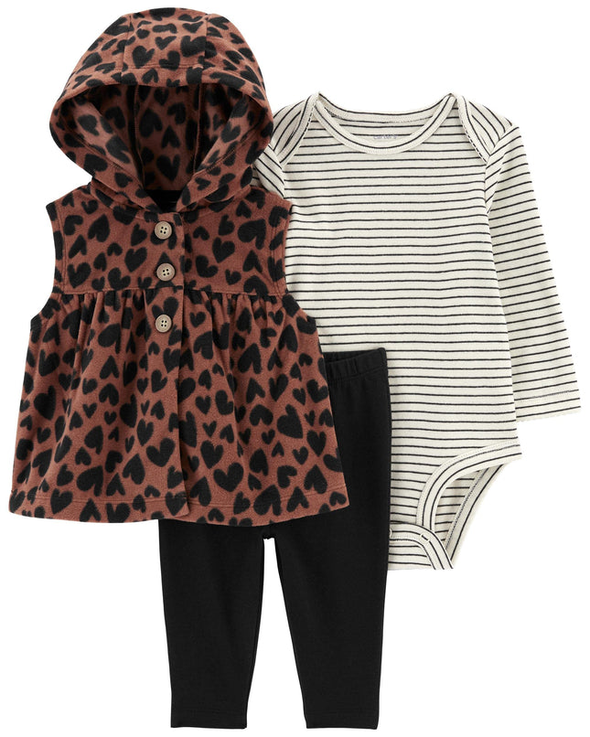 Carter's Baby girls' 3 Piece Little Vest Set, Hood