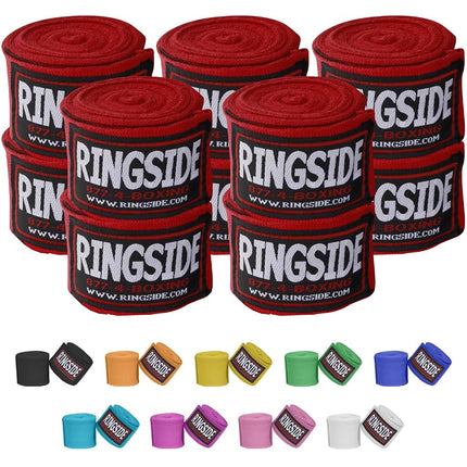 Ringside Mexican Style Boxing Hand Wraps (5 Pairs Pack), Red, 180"