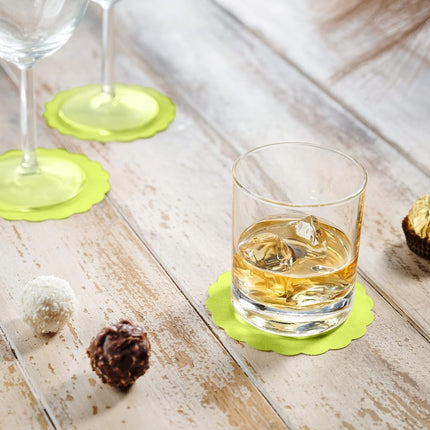 Disposable Kiwi Paper Coasters for Drinks, 3.5 Inch Round Coasters for Bar, Cocktail, Beverage, Wine Or Event, 500 Pack Bulk
