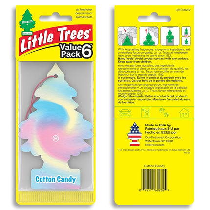 Little Trees Car Air Freshener I Hanging Tree Provides Long Lasting Scent for Auto or Home I Cotton Candy, 6-Packs (4 Count)