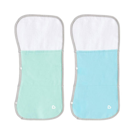 Munchkin® TheraBurpee: 2 Pack Burp Cloths with Built-in Pockets, for use with Colic & Fever Rescue Kit, 1 Blue, 1 Mint,2 Count (Pack of 1)