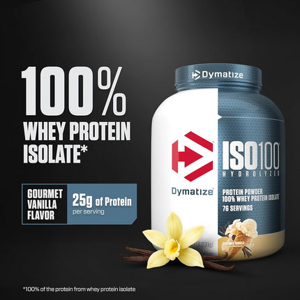 Dymatize ISO100 - 100% Hydrolyzed Whey Protein Isolate - Gourmet Vanilla, 2.3kg/5lbs