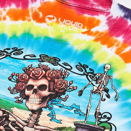 Liquid Blue Men's Grateful Dead Rainbow Bertha Short Sleeve T-Shirt, Multi Tie Dye, L