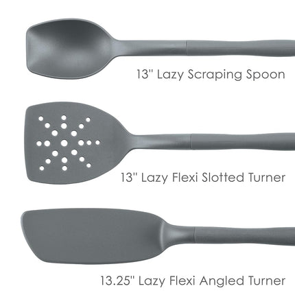 Rachael Ray – Ensemble de 3 spatules et cuillères de cuisine, outils et gadgets (gris)