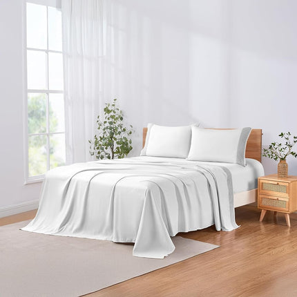 Modern Threads Pacific Coast Textiles 3 PIECE CROCHET LACE MICROFIBER SHEET SET WHITE TWIN, Microfibre