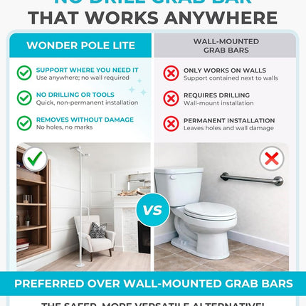 Able Life Universal Floor to Ceiling Grab Bar, Elderly Tension Mounted Transfer Pole, Bathroom Safety Grab Bar and Support Rail with Assist Handle (Eligible for VAT Relief in the UK)