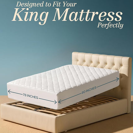 Quilted Mattress Topper, King size fits 40cm deep, Soft Mattress Pad