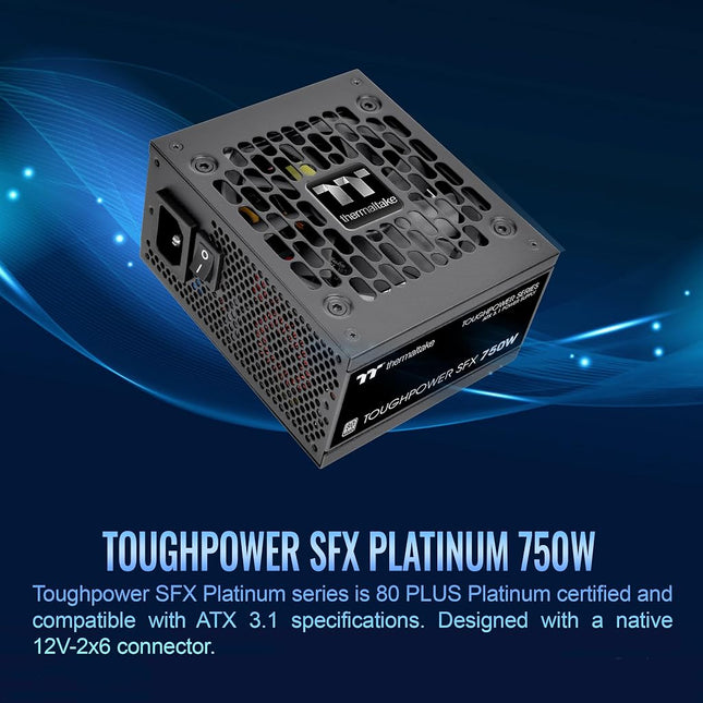 Thermaltake Toughpower SFX PS-STP-0750FNFAPU-1 Standard 80Plus Platinum ATX 3.1 750W Power Supply 300W Connector 12V-2x6 Fully Modular 90mm FDB Fan