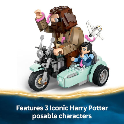 LEGO Harry Potter Hagrid & Harry’s Motorcycle Ride - Play and Display Motorbike Toy with a Sidecar & Hedwig Owl Figure - Wizarding World Gift for 9+ Year Old Girls & Boys - 76443
