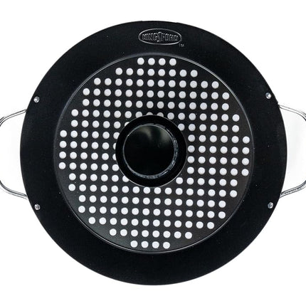Kingsford Beer Can Chicken Holder & Grill Pan – 2-in-1 Non-Stick Carbon Steel Roasting Rack & 12" Perforated BBQ Pan for Crispy, Juicy Grilled Chicken