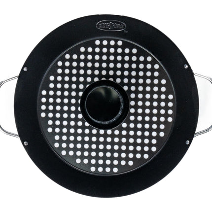 Kingsford Beer Can Chicken Holder & Grill Pan – 2-in-1 Non-Stick Carbon Steel Roasting Rack & 12" Perforated BBQ Pan for Crispy, Juicy Grilled Chicken