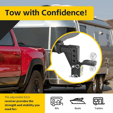 MaxxHaul 70067 Trailer Hitch - 8-Position Adjustable Ball Mount Tow Hitch - 5000 lbs. GTW Capacity, Black