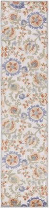 Nourison Aloha Indoor/Outdoor Ivory Blue 2'3" x 8' Area Rug, Easy Cleaning, Non Shedding, Bed Room, Living Room, Dining Room, Backyard, Deck, Patio (2x8)