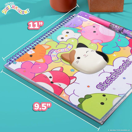Squishmallows Original Sketchbook, Over 20 Stationery, Includes Stickers, Fidget Cam cat Toy, Drawing Paper, Excellent Craft for