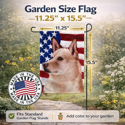 Caroline's Treasures CK6472GF Bandera de tamaño de jardín con bandera americana de perro de Canaán, pequeña, multicolor
