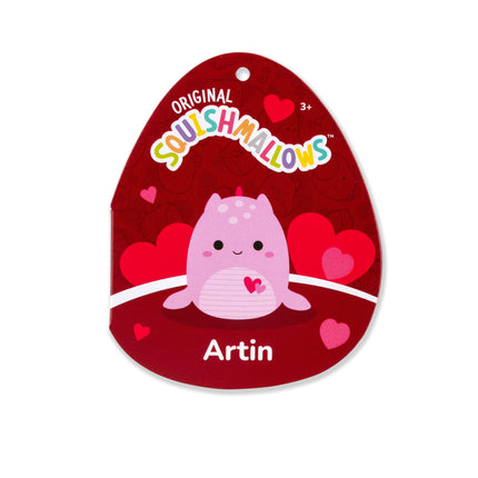 Squishmallows Original 30 cm Artin, monstre rose du Loch Ness avec cœurs – Peluche officielle Saint-Valentin Jazwares (moyenne)