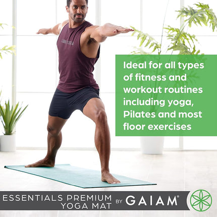 Gaiam Essentials Premium Yoga Mat with Carrier Sling, Navy, 72"L x 24"W x 1/4 Inch Thick