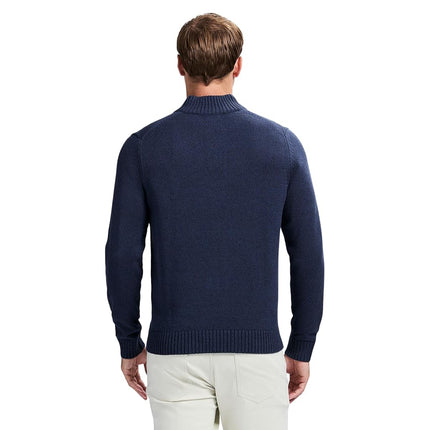 IZOD Men's Button Mock Sweater, Classic Navy Blazer, Medium