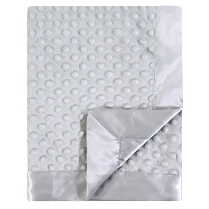 Hudson Baby Dotted Mink Blanket with Satin Binding, Gray, One Size