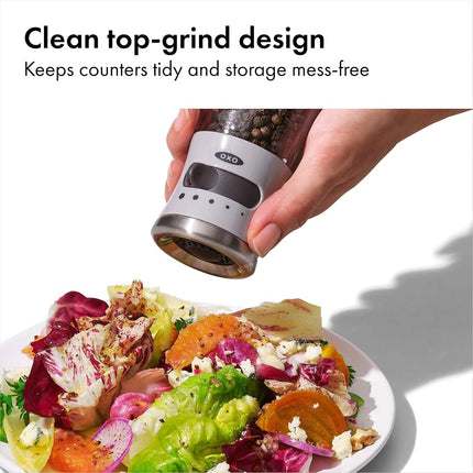 OXO 11312500 Good Grips Contoured Mess-Free Pepper Grinder, Ceramic, Gray