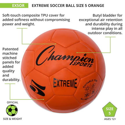 Champion Sports EX5OR Extreme Soccer Ball Size 5 Orange