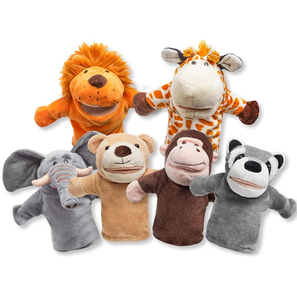 JOYIN Animal Friends Deluxe Kids Hand Puppets with Working Mouth (Pack of 6) for Imaginative Play, Toddler Animal Plush Toy, Birthday Gifts